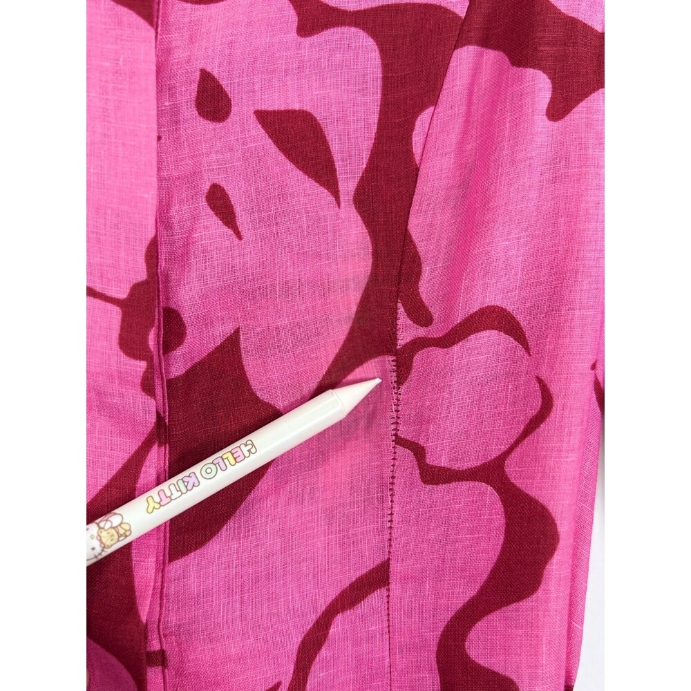 FAITHFULL THE BRAND Mini Dress Pink Rae Linen Floral Long Sleeve Boho Size 2 - Picture 5 of 12